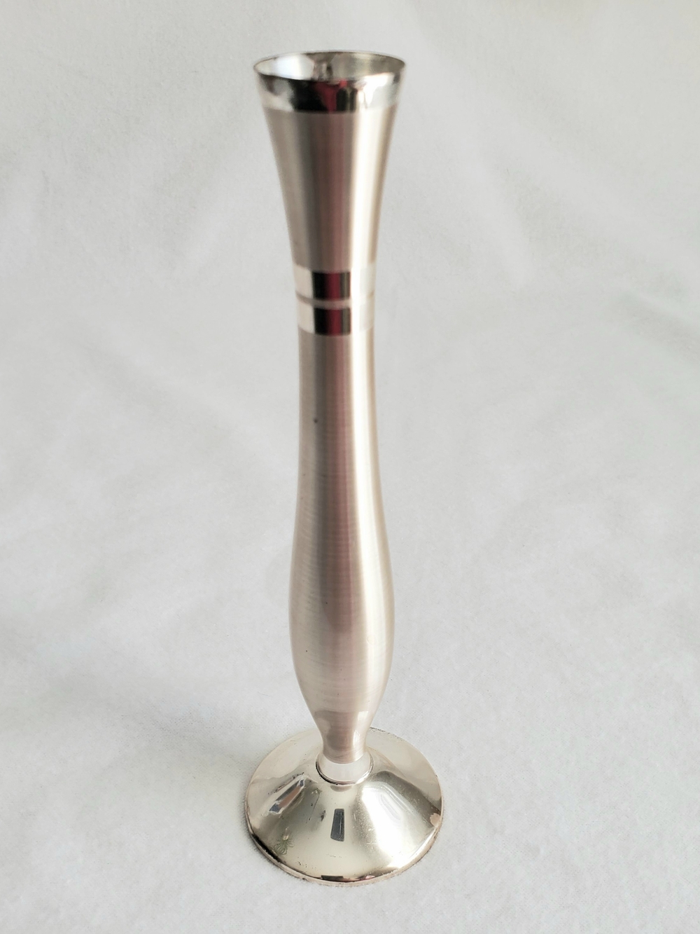 Vintage MCM Slim Polished Elite Silver Bud Vase Elegant Retro Atomic Modern